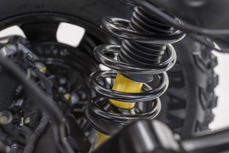 Closeup of a rear coil-over spring of the 2022 Bronco Hoss System