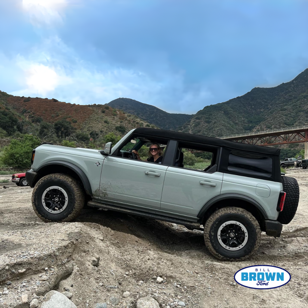 2023 Bronco from Bill Brown Ford off-roading on a rock